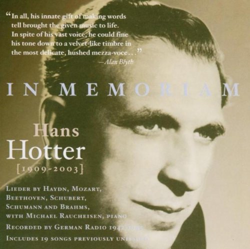 A CD cover featuring a black-and-white portrait of Hans Hotter with text overlay.