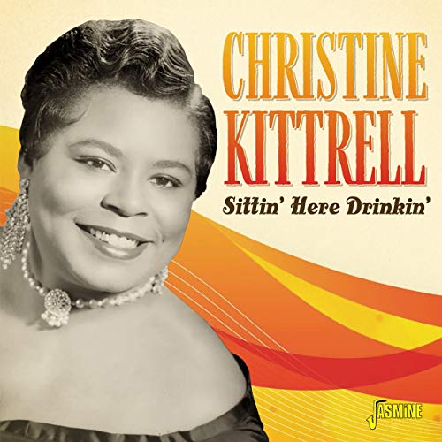 "Album cover with black-and-white portrait of Christine Kittrell against orange and yellow background."