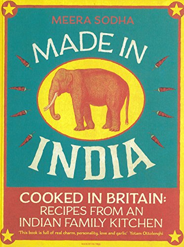 "Cookbook cover with elephant illustration, surrounded by chili peppers, on a teal background."