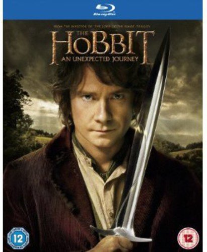 "The Hobbit: An Unexpected Journey" Blu-ray cover featuring a man holding a sword.