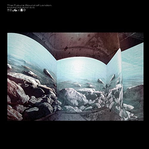 Album cover with an open booklet showing a rocky seascape on a black background.