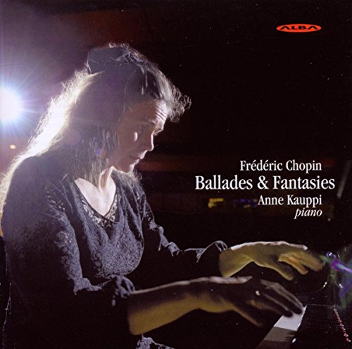 "CD cover featuring a woman playing piano, with title 'Ballades & Fantasies'."