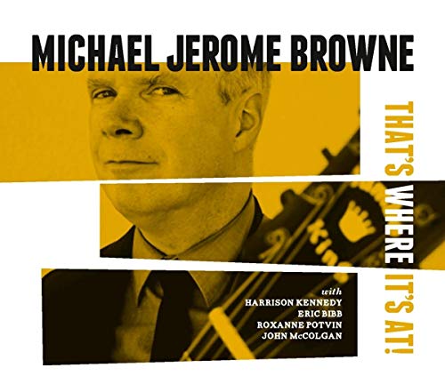 "Album cover with a man holding a guitar, yellow and black design."