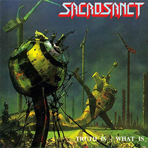 Vinyl album cover with dystopian artwork and 'SACROSACT' and 'TRUTH IS - WHAT IS' text.