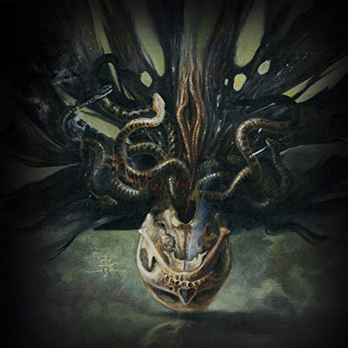 Dark fantasy album cover featuring a skull with tentacles and dark, abstract background.