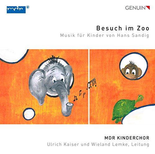 "CD cover with cartoon elephant, monkey, and turtle on orange background, white border."
