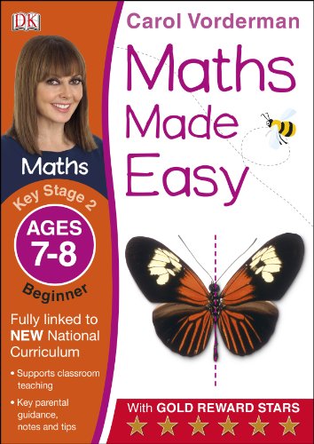 "Book cover with 'Maths Made Easy' title, butterfly image, and author Carol Vorderman."