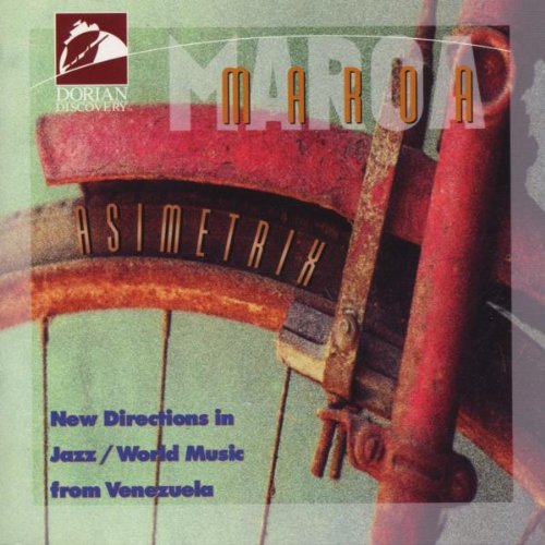 "Album cover with red metal gate and 'Maroa' and 'Asimetrix' text overlay."