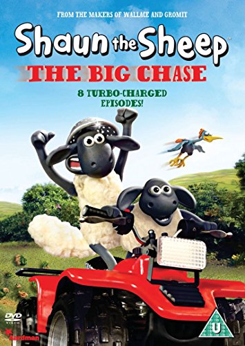 DVD cover featuring Shaun the Sheep riding a red quad bike with another sheep.