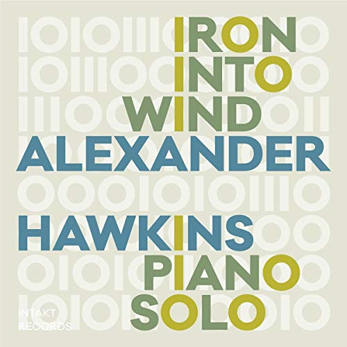 "Album cover with 'Iron Into Wind' text in blue and green on beige background."