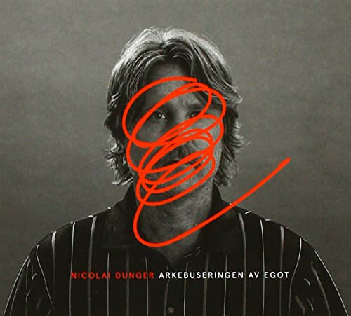 Black and white image of a man with scribbles over his face, album cover.