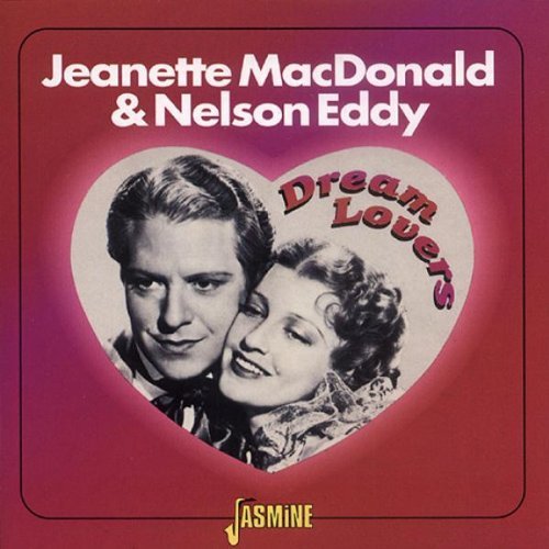 "CD cover with Jeanette MacDonald and Nelson Eddy in a heart-shaped frame."