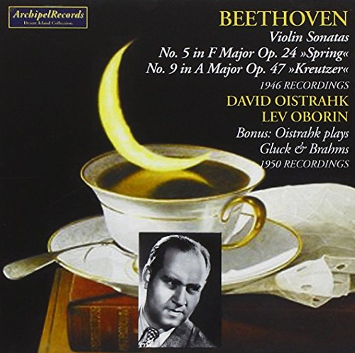 A CD cover featuring a cup of coffee and Beethoven's violin sonatas information.