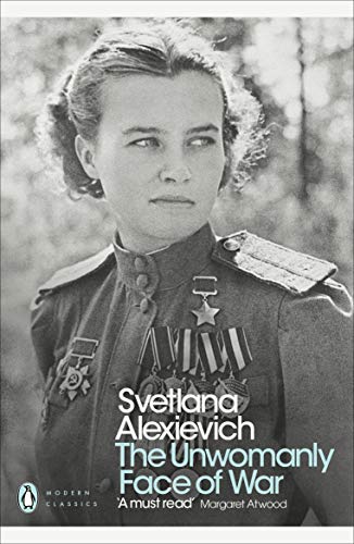 Black and white book cover featuring a woman in military uniform with medals.