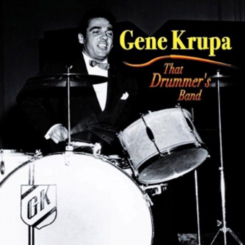 "Album cover featuring a man in a tuxedo playing drums, black and white image."