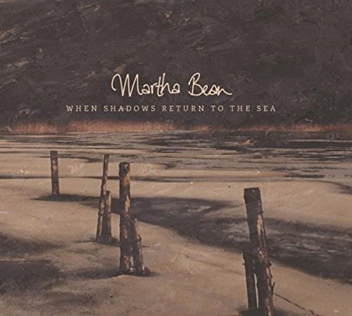 "Album cover featuring a serene beach scene with wooden posts and shadowy hills."