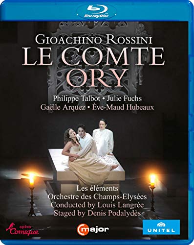 Blue-ray case cover for "Rossini: Le Comte Ory" with opera performers on a bed.