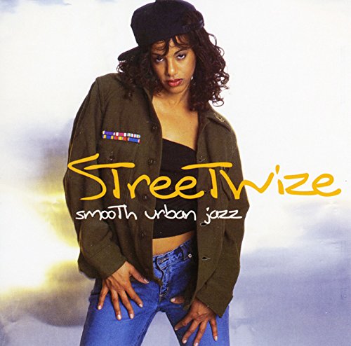 "Album cover featuring a woman in casual clothing with 'Streetwise' and 'smooth urban jazz' text."