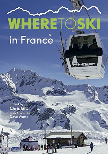 "Book cover with ski lift and snowy mountains, titled 'Where to Ski in France'."
