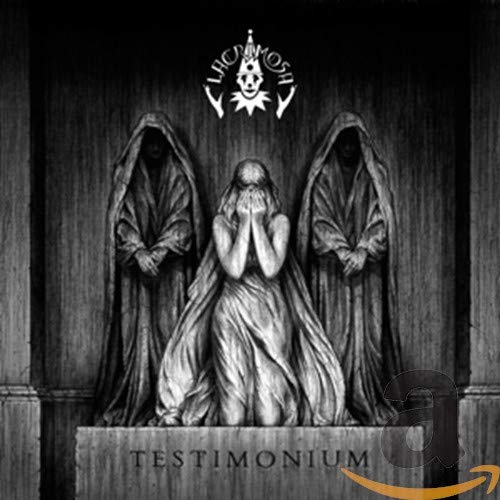 Black and white CD cover with three veiled figures in a niche.