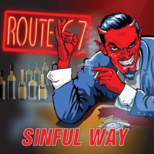 "CD cover art featuring cartoon devil in a suit at a bar."