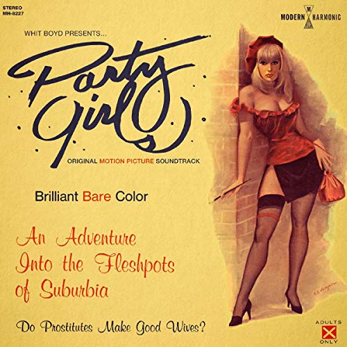 "Yellow vinyl record cover with a woman in a red dress and black stockings."