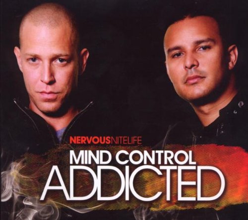 "CD cover with two men and text 'Mind Control Addicted' on a black background."
