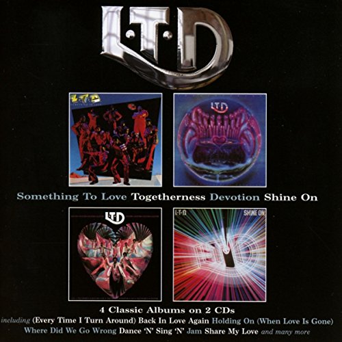 "L.T.D. compilation CD cover with 4 album covers on a black background."