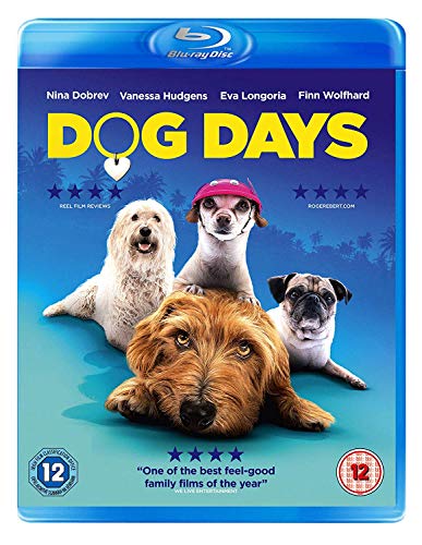 "Blu-ray case with 'Dog Days' title and four dogs on the cover."