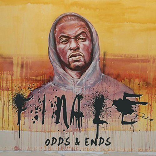 "Vinyl album cover with a man wearing a hoodie and the text 'odds & ends'."