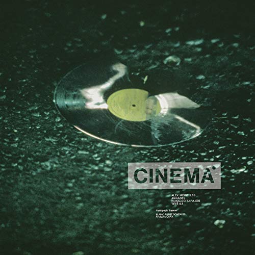 A vinyl record on wet asphalt with the title "CINEMA" displayed prominently.