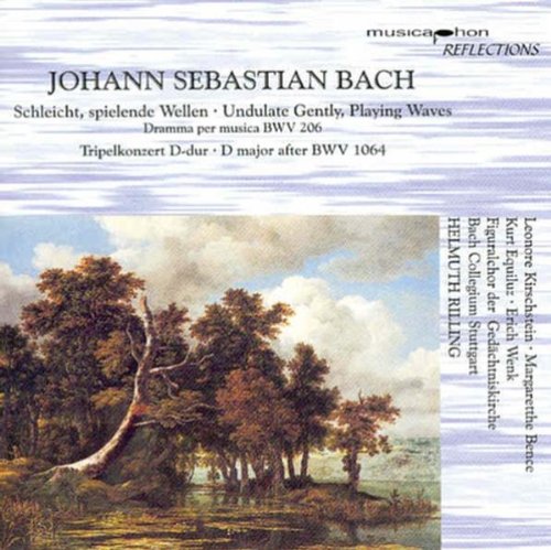 "CD cover with serene lake scene and Johann Sebastian Bach's name prominently displayed."