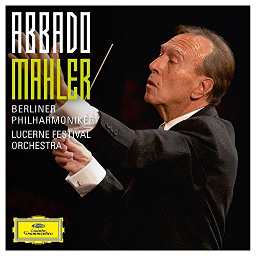 CD cover featuring Claudio Abbado conducting, with text and yellow logo on a black background.