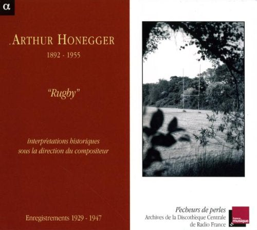 "CD cover with brown and white sections, black-and-white rugby field image, and gold text."