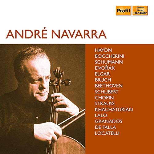 CD cover with a man playing cello, list of composers on orange background.