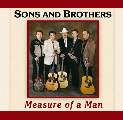 Album cover with four men holding guitars, titled "Sons and Brothers - Measure of a Man".