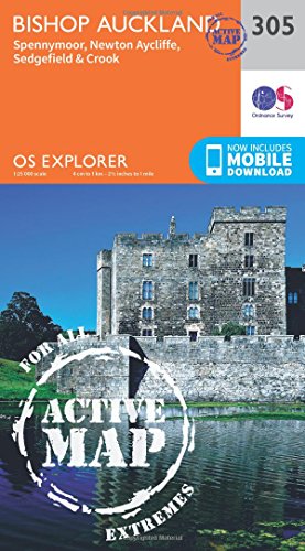 OS Explorer Map Active (305) Bishop Auckland - Spennymoor and Newtown (OS Explorer Active Map)
