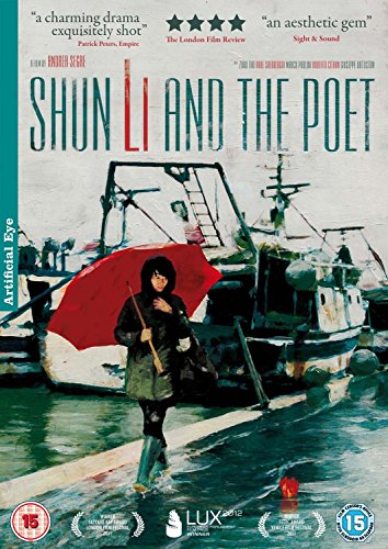 DVD cover for "Shun Li & The Poet" featuring a woman holding a red umbrella.