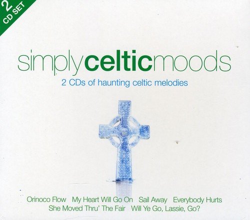 "CD cover with Celtic cross, green and blue text on white background."