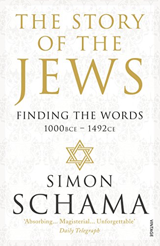 "The Story of the Jews" book cover with gold title, Star of David, and author Simon Schama.