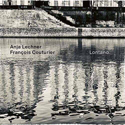 Black and white CD cover featuring a body of water with ripples and reflected trees.