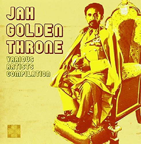 Album cover with man sitting on ornate throne, yellow-toned image, text "Jah Golden Throne".