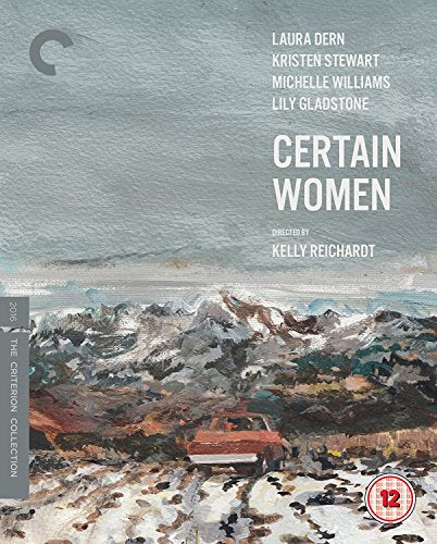 "Blu-ray cover for 'Certain Women' featuring abstract landscape painting and cast names."