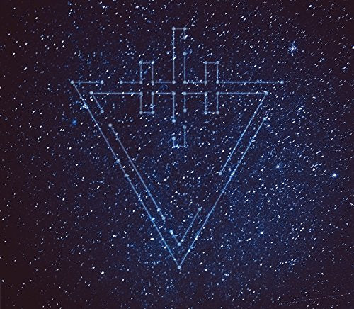 A blue triangle outlined with stars on a dark, starry background.