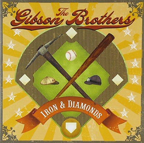 "Album cover with orange background, crossed pickaxe and baseball bat, and red banner."