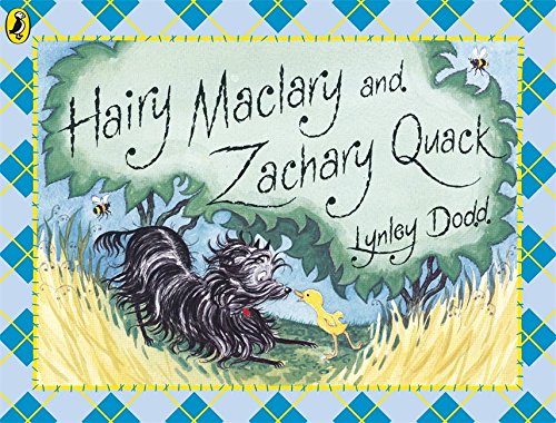 "Children's book cover featuring a dog and duck in a grassy scene, with title and author."