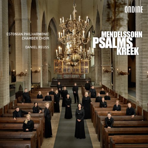 "CD cover featuring a choir in a church, dressed in black, with large chandelier."