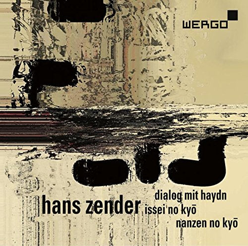 "Album cover with abstract beige and black design, featuring 'hans zender' and 'WERGO' text."