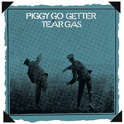 "Album cover with two men fighting, blue-toned image, rough edges, and white text."