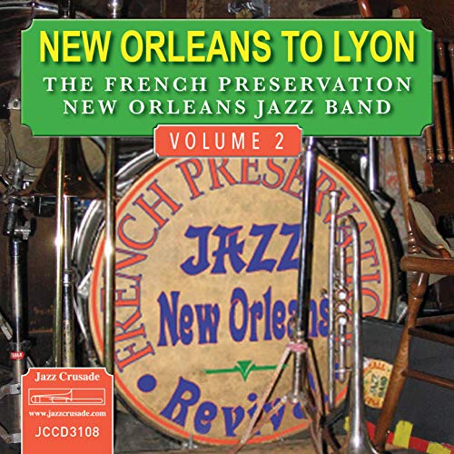 "CD cover with drum and title 'New Orleans to Lyon' in yellow and white text."
